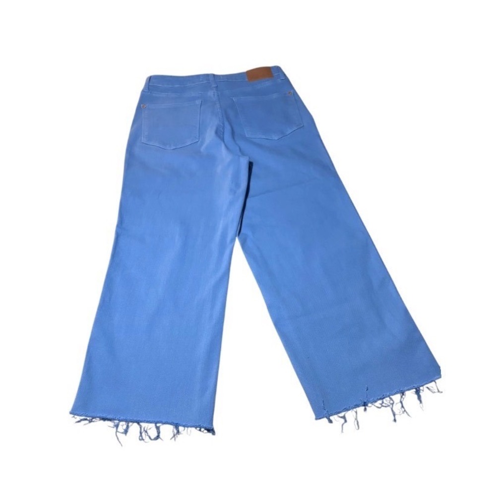 Judy Blue Wide Leg Cropped Jeans Juniors 11/30 Sky Blue EUC Raw Hem - Picture 3 of 11